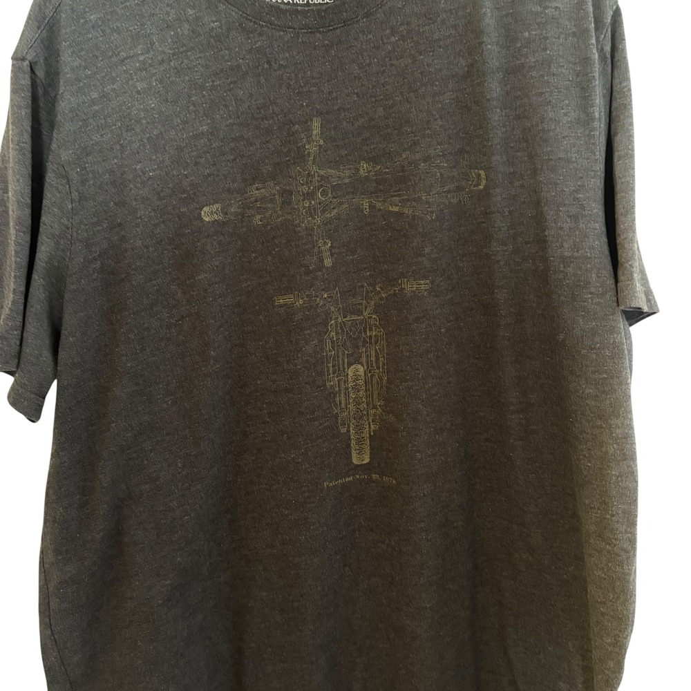 Banana Republic Men's Premium Wash‎ Motorcycle Print T Shirt Xl Heathered gray